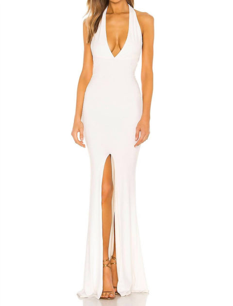 NOOKIE Diaz Sequin Halter Maxi Gown White XS 2