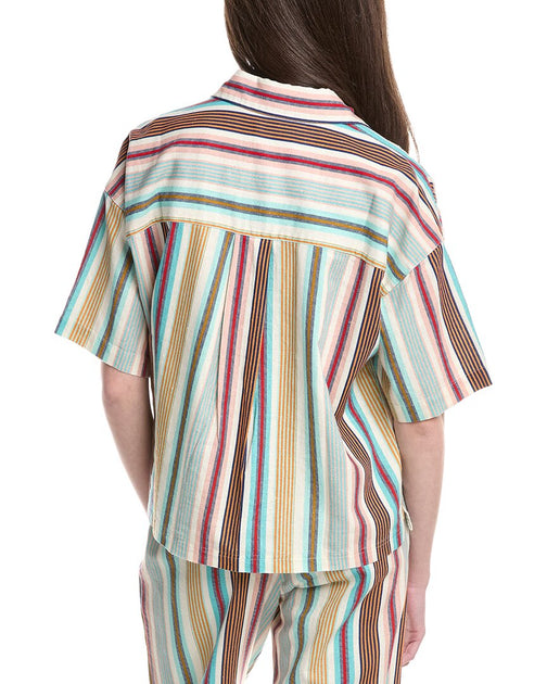 Electric & Rose Kyle Linen-Blend Shirt Blue Large 3