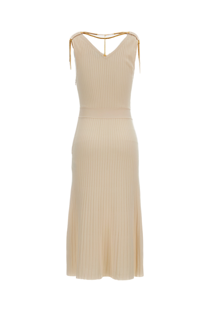 Elisabetta Franchi Robe Longue en Maille Côtelée Blanc EU 42 3