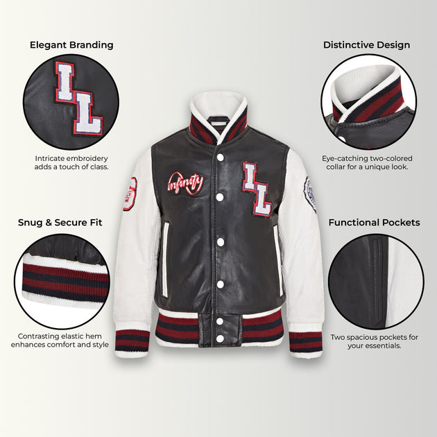 Infinity Kids Letterman Varsity Bomber Jacket Black 9 Years 3