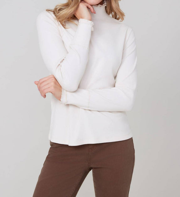 Renuar Oyster Mock Neck Top White XS 2