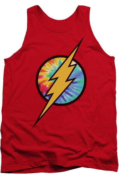 Gildan DC Comics Flash Tie Dye Logo Tank Top Red Small 2