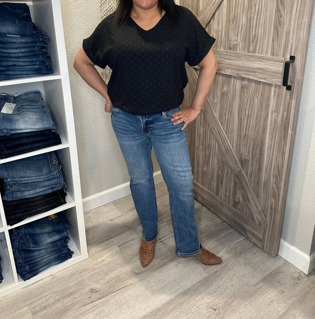 Risen Mid Rise Straight Leg Denim Jeans Blue 32 4