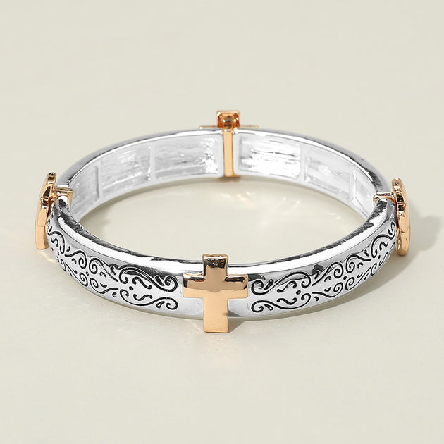 FASHNZFAB Cross Accent Stretch Bracelet Multi One Size 4