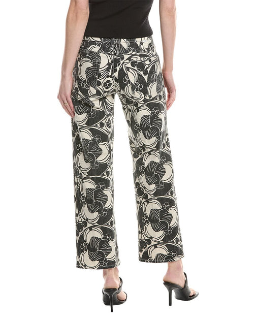 MOTHER Mid-Rise Rambler Zip Ankle Curlycue Black & Cream Jeans Green 26 3