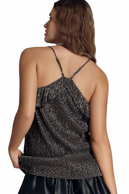 Bishop + Young Gina Glam Ruffle Halter Top Black XSmall 3