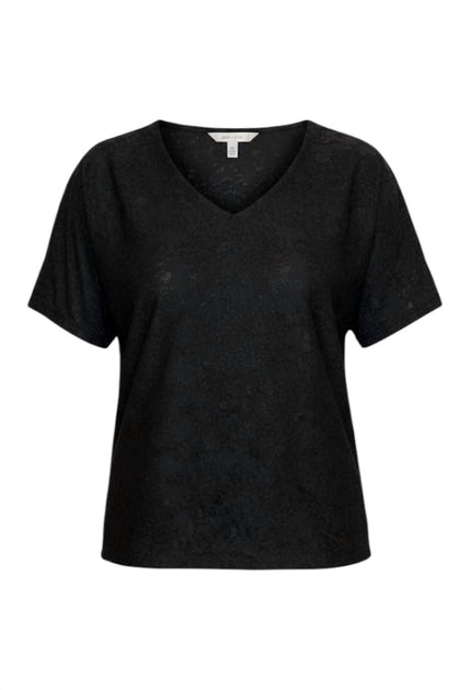 Ethyl Textured V-Neck Tee Black Small 3