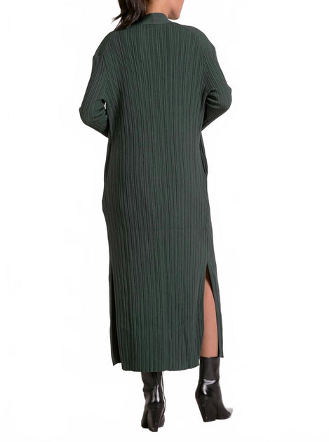 Cardigan Long Côtelé Vert Small Elan 4