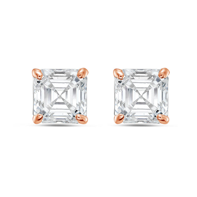 Diana M. 12ct Lab Grown Asscher Cut Diamond Studs Silver 5