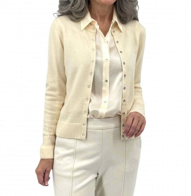 Kinross Snap And Ribbon Cardigan White XS 4