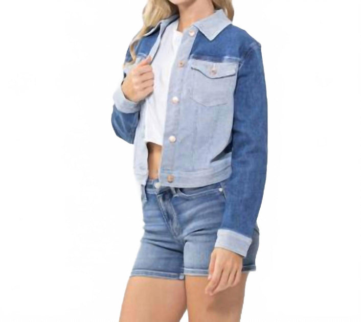 Judy Blue Two Toned Denim Jacke Blau Medium 4