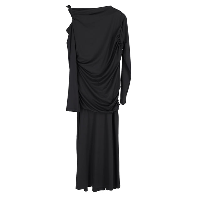 victoria beckham ruched midi dress Victoria Beckham Slash-Neck Ruched Midi Dress