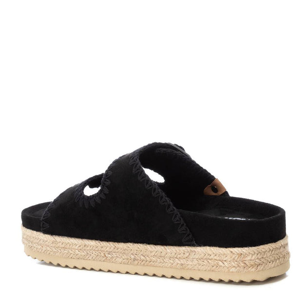 XTI Women's Suede Flat Sandals Black US 9 4