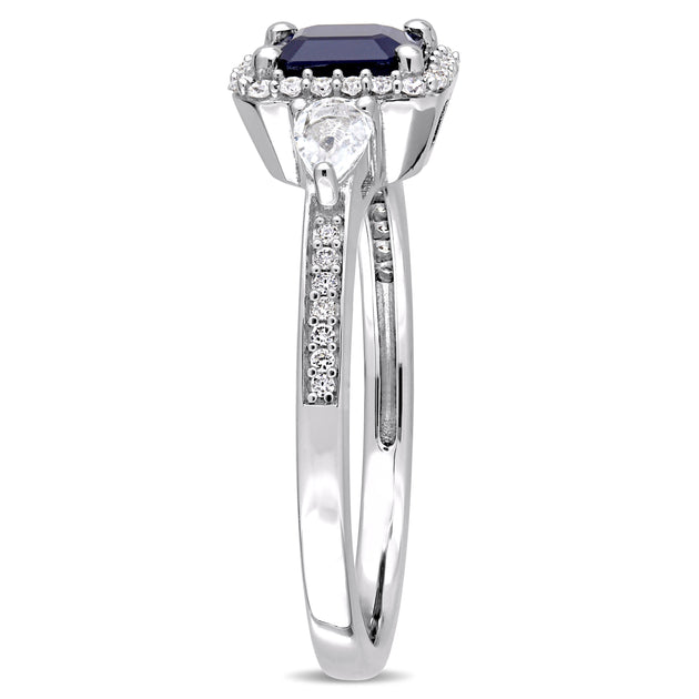 Mimi & Max Sapphire Diamond 3-Stone Ring Blue US 10 4