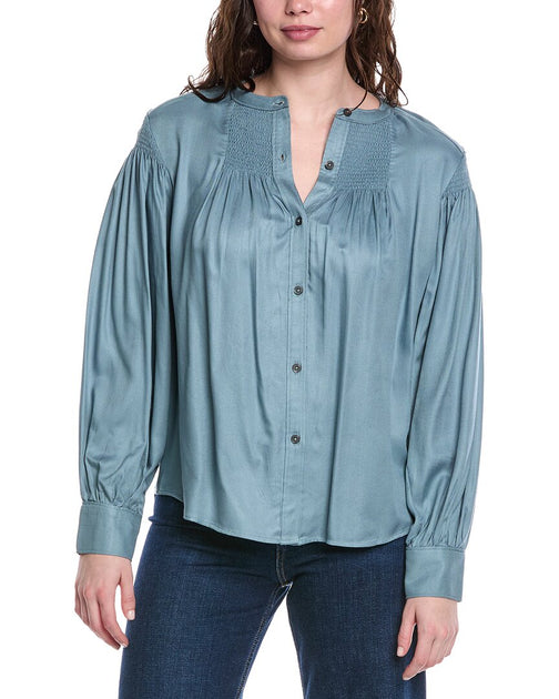 Rebecca Taylor Twill Blouse Blue XSmall 2