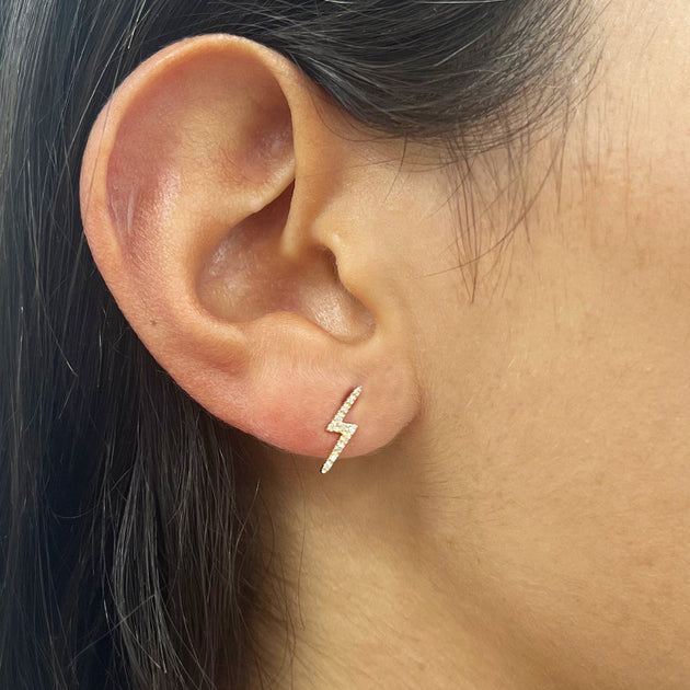 The Loavery Lightning Bolt Stud Earrings Silver 4