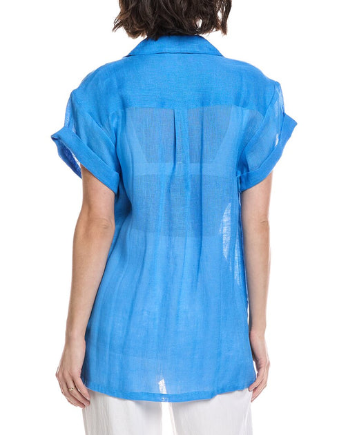 Vitamin A Playa Pocket Linen Blouse Blue Small 3