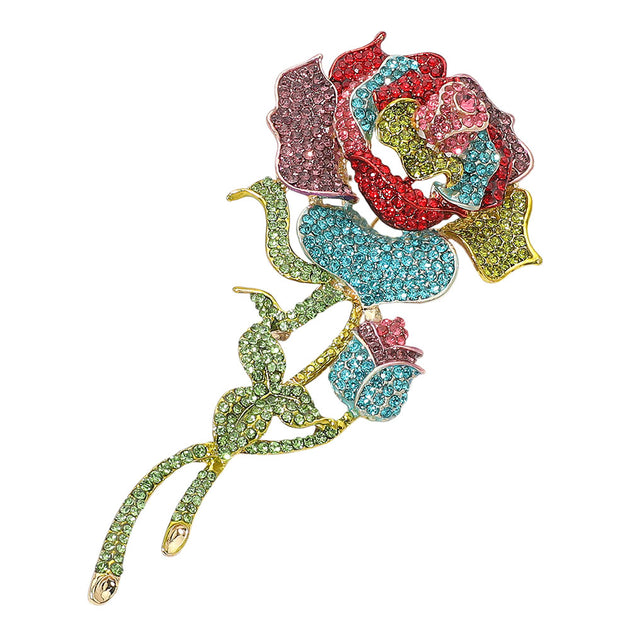 FASHNZFAB Rose Stem Pin Brooch Silver One Size 6