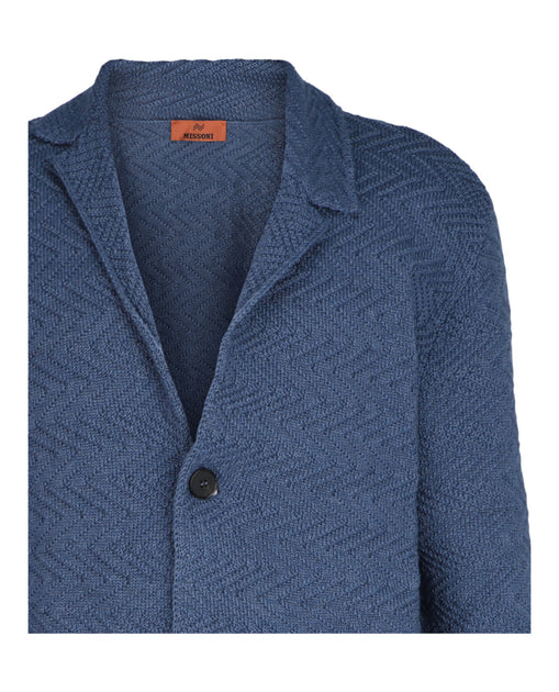 M Missoni Wool Knit Blazer Blue Medium 4