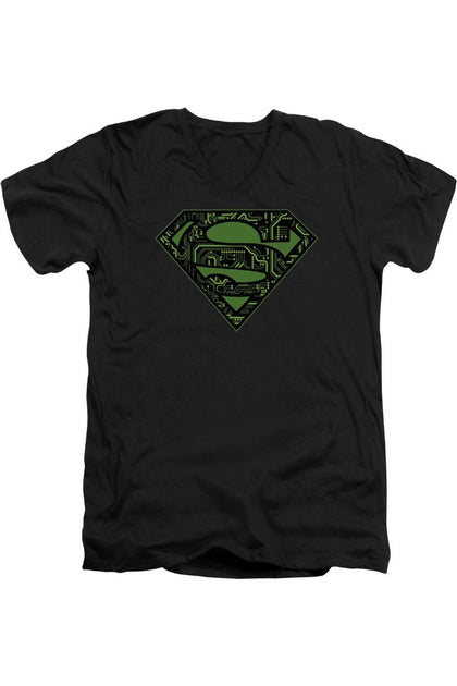 Gildan Superman Circuits Shield V-Neck T-Shirt Black XL 2