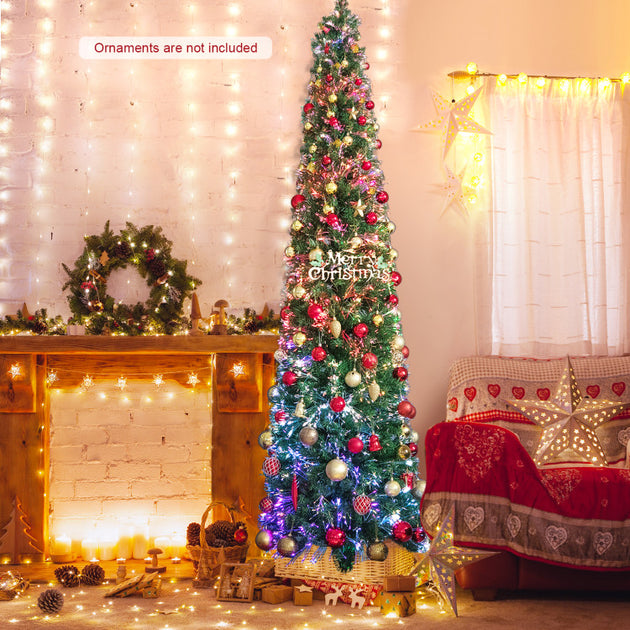 BreeBe Pre-Lit Christmas Pencil Tree Green 8ft 4
