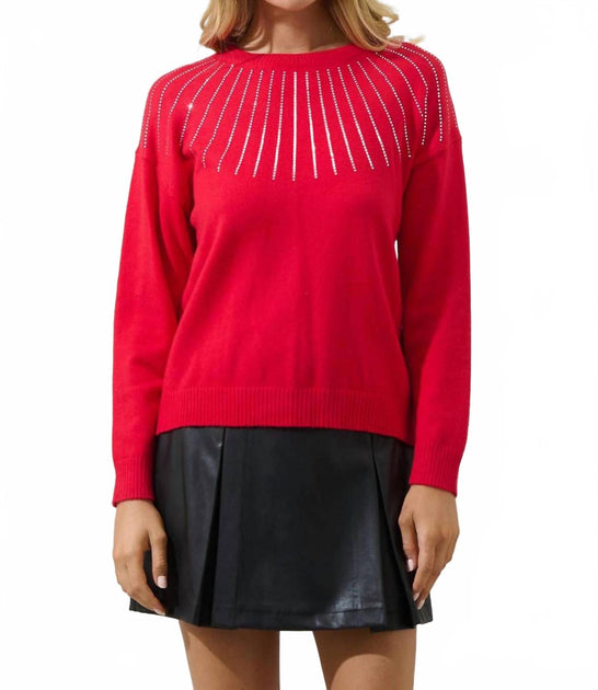 SUGARLIPS Shanice Knit Crew Sweater Red XSmall 2