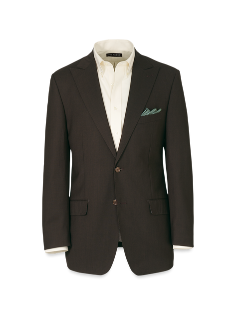 Paul Fredrick Wool Stretch Bengaline Peak Lapel Suit Jacket Green US 42 Short 2