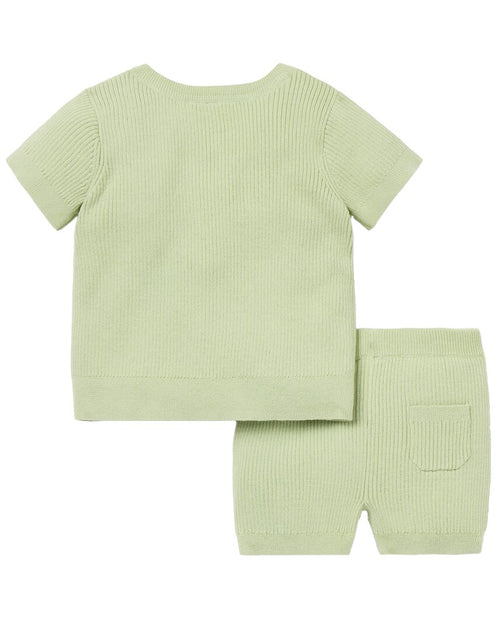 Janie and Jack Ribbed Knit Matching Set Green US 6X 3