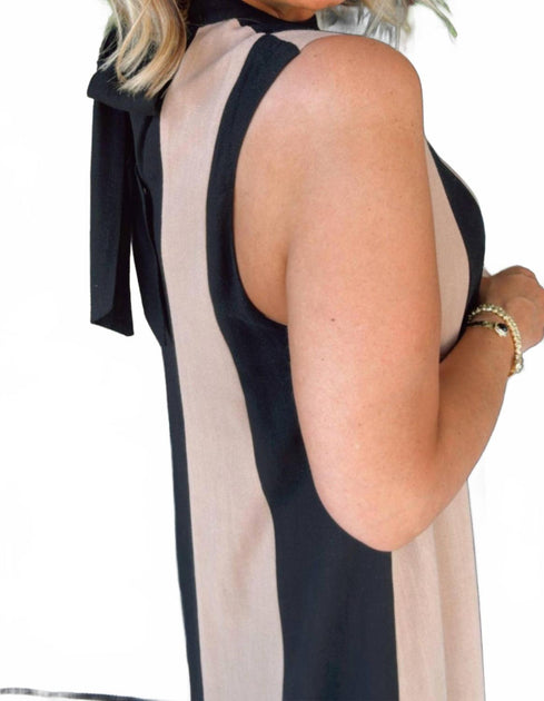 THML Ärmelloses Colorblock Maxikleid Schwarz Medium 3
