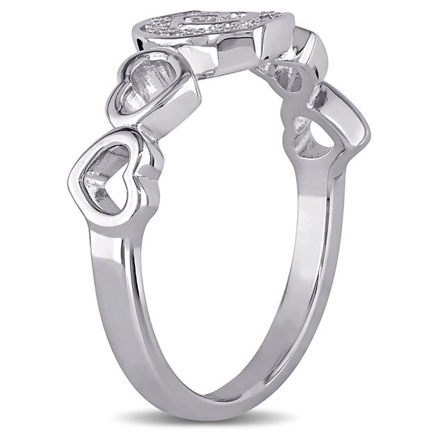 Mimi & Max Diamond Heart Ring Silver US 9 5