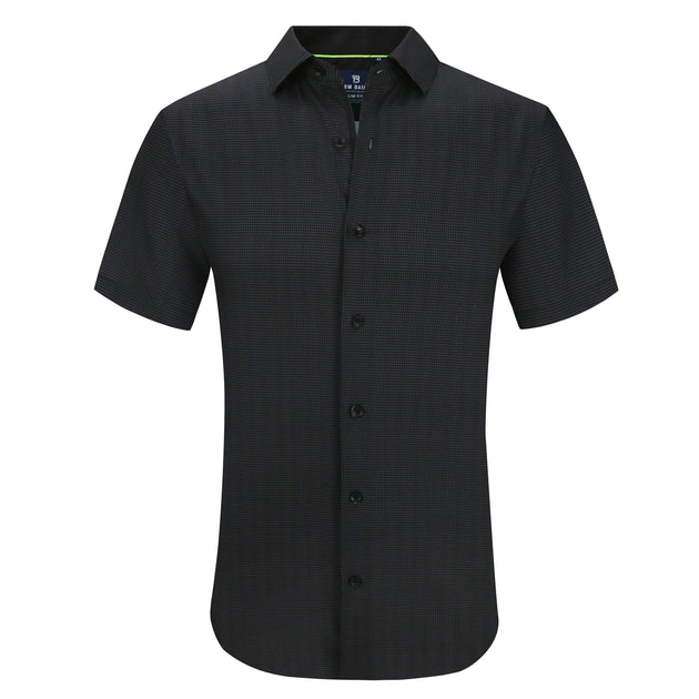 Tom Baine Slim Fit Short Sleeve Performance Stretch Button Down Black Large 2