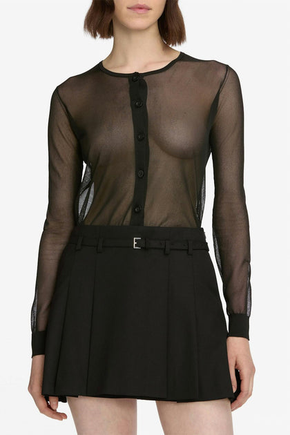 FRAME Luxe Sheer Cardigan Black XSmall 2