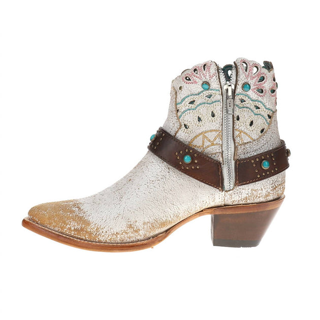 Corral Studded Harness Cowboy Booties White US 8 4