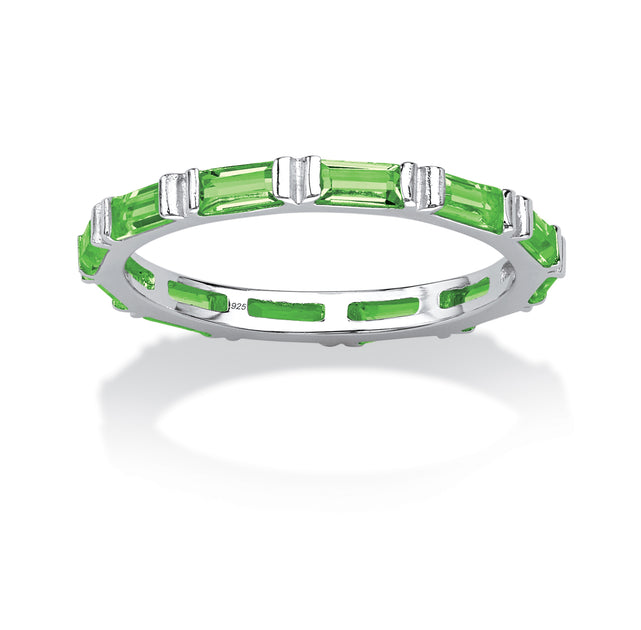 Palm Birthstone .925 Sterling Silver Eternity Band Multi US 7 2