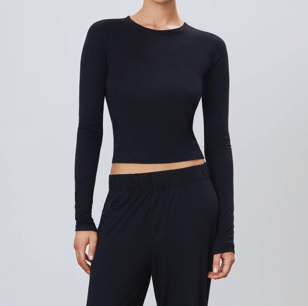 Eterne Fitted Crewneck Long Sleeve T-Shirt Black X-Small 2