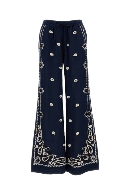 P.A.R.O.S.H. Wide-Leg Linen Trousers Blue XSmall 2