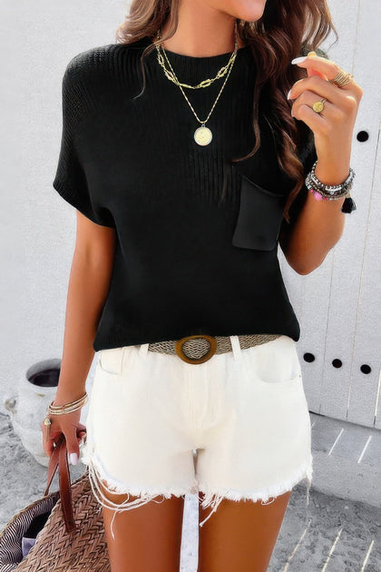 TRUEDAMES Ribbed Knit Top Black XLarge 4