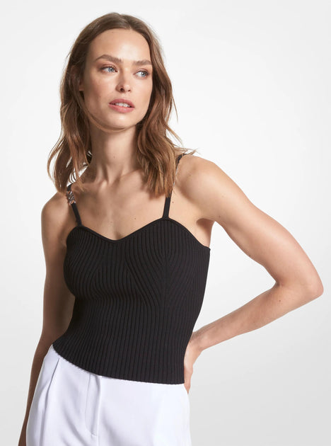 Michael Kors Cropped Tank Top Black Large 2