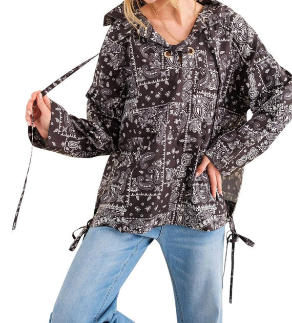 And The Why Bandana Print Windbreaker Jacket Grey Large 3