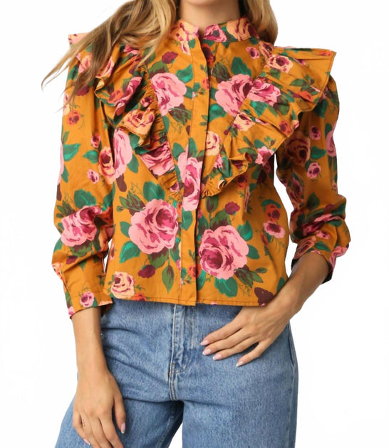 Olivaceous Ruffle Blouse Multi Medium 2