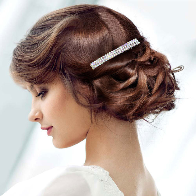 FASHNZFAB Crystal Rhinestone Pave Hair Comb Brown 5