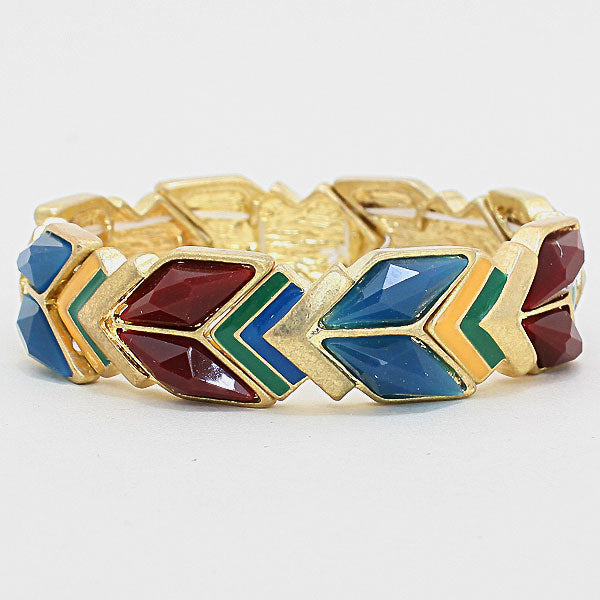 FASHNZFAB Chevron Gem Stretch Bracelet Blue One Size 2