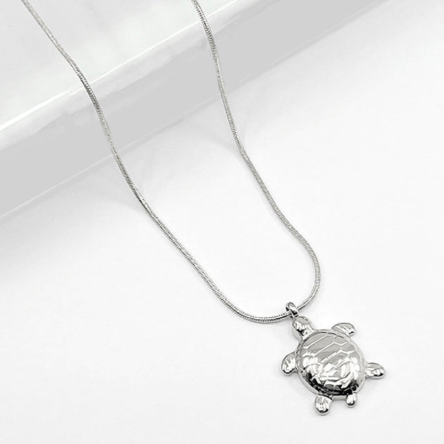 FASHNZFAB Sea Turtle Pendant Necklace Silver One Size 2