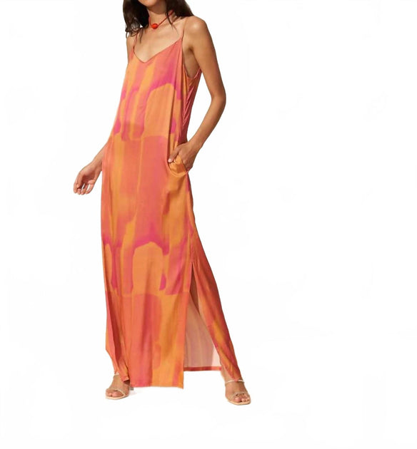 angelique satin maxi dress Fete Imperiale Angelique V-Neck Maxi Dress In Tie&dye