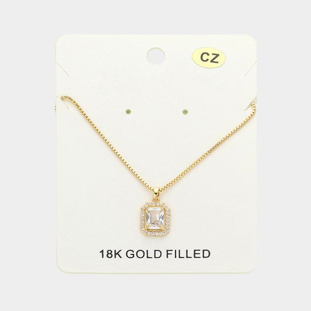 FASHNZFAB Square Pendant Necklace Silver 2