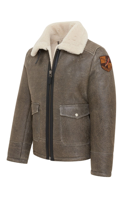 Infinity Akutan B3 Shearling Bomber Aviator Jacket Grey Large 4