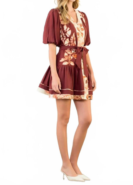 Mint Micah Puff Sleeve Button Up Dress Red Medium 3