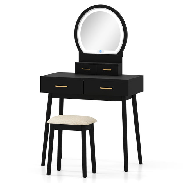 Hivvago Small Vanity Makeup Dressing Table Set Black/White 3