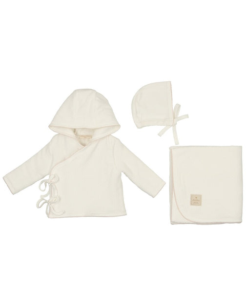 Mon Tresor Scallop Wrap Jacket Layette Set Beige 0-3 Months 2