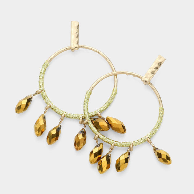 FASHNZFAB Crystal Dream Catcher Dangle Earrings Gold 3